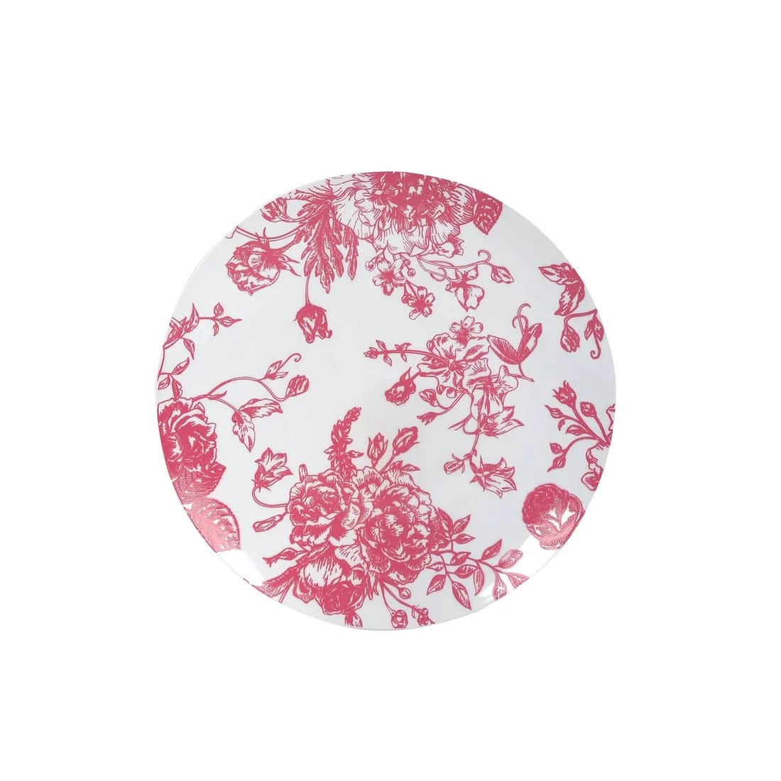 10 Round French Toile Floral Disposable Salad and Dinner Plastic Plates