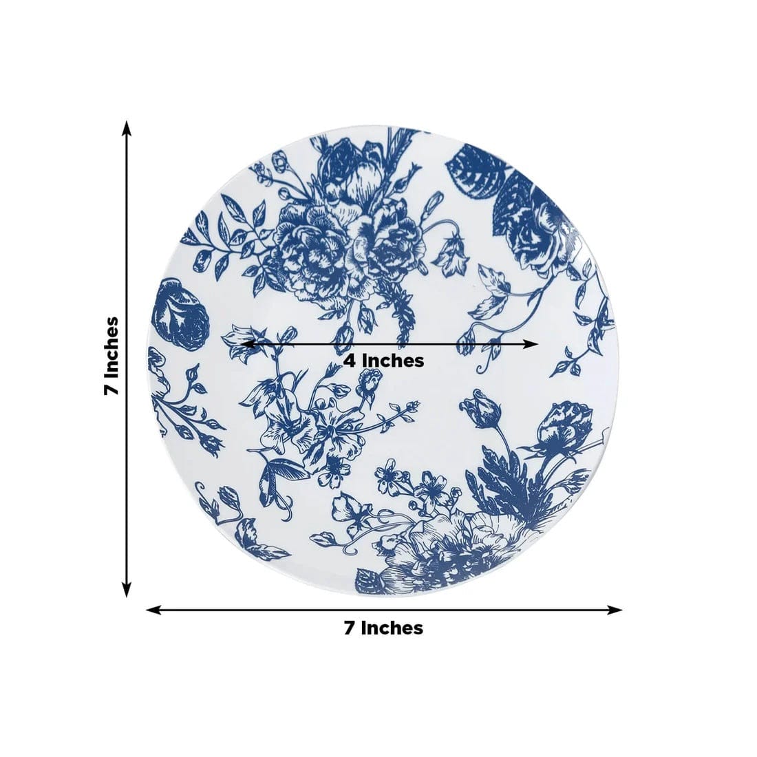10 Round French Toile Floral Disposable Salad and Dinner Plastic Plates