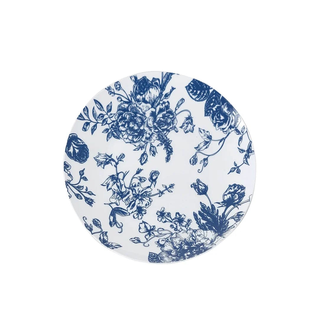 10 Round French Toile Floral Disposable Salad and Dinner Plastic Plates