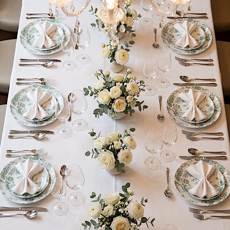 10 Round French Toile Floral Disposable Salad and Dinner Plastic Plates