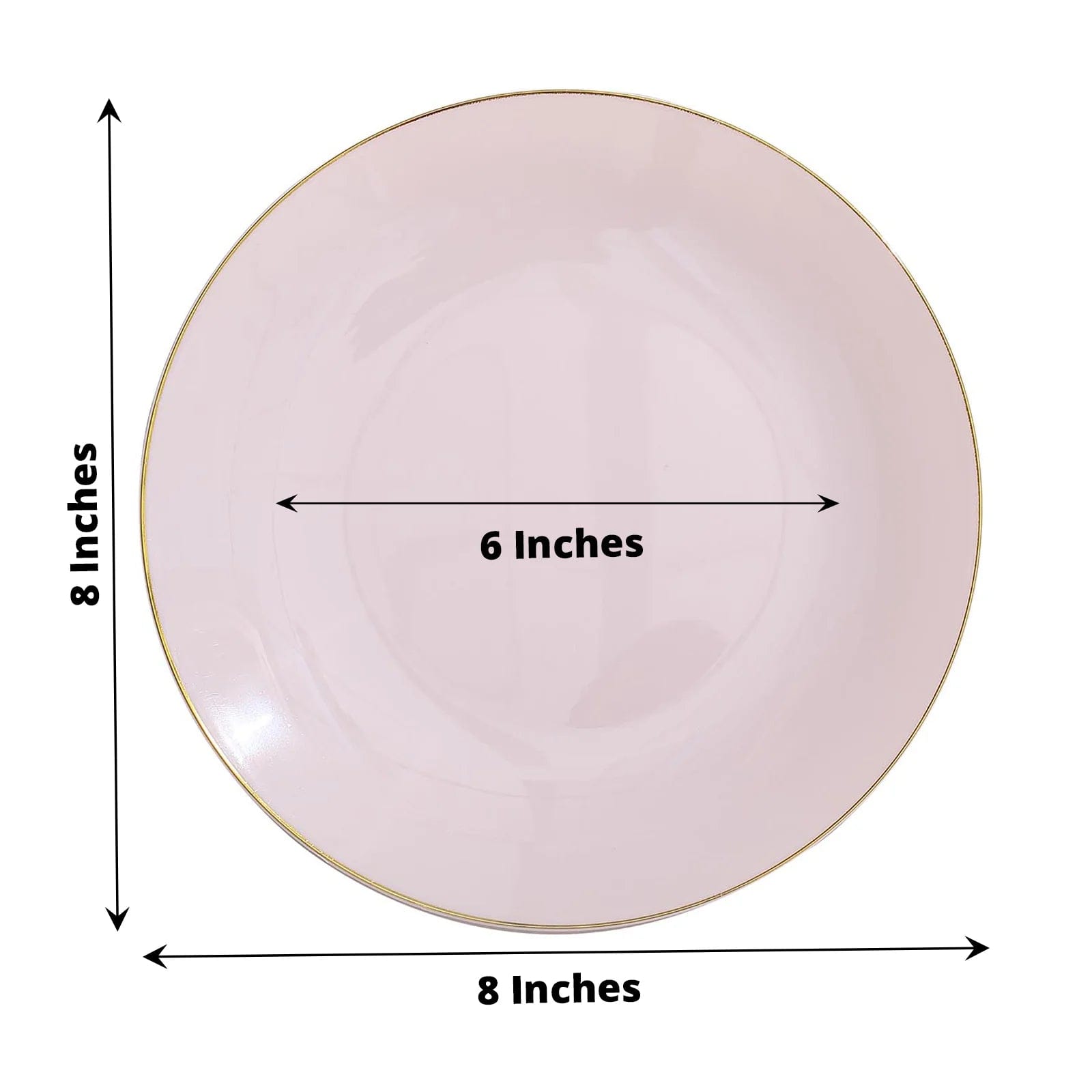 10 Round Glossy Disposable Salad and Dinner Plastic Plates with Gold Trim