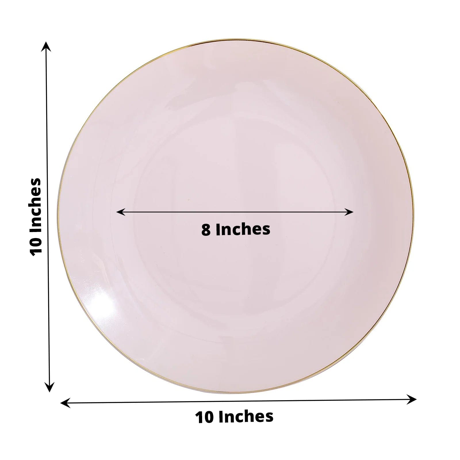 10 Round Glossy Disposable Salad and Dinner Plastic Plates with Gold Trim