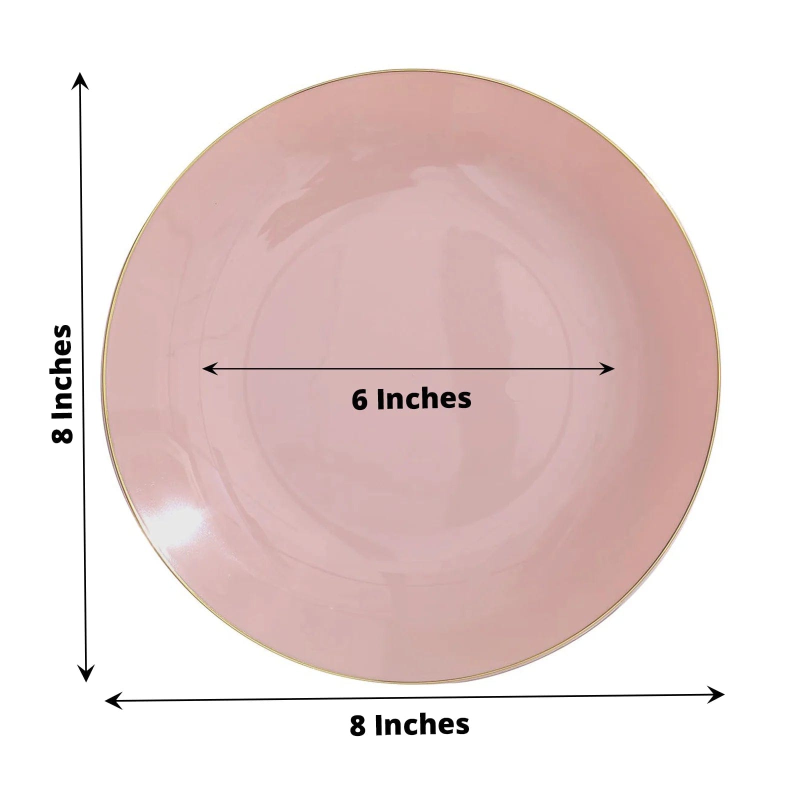 10 Round Glossy Disposable Salad and Dinner Plastic Plates with Gold Trim