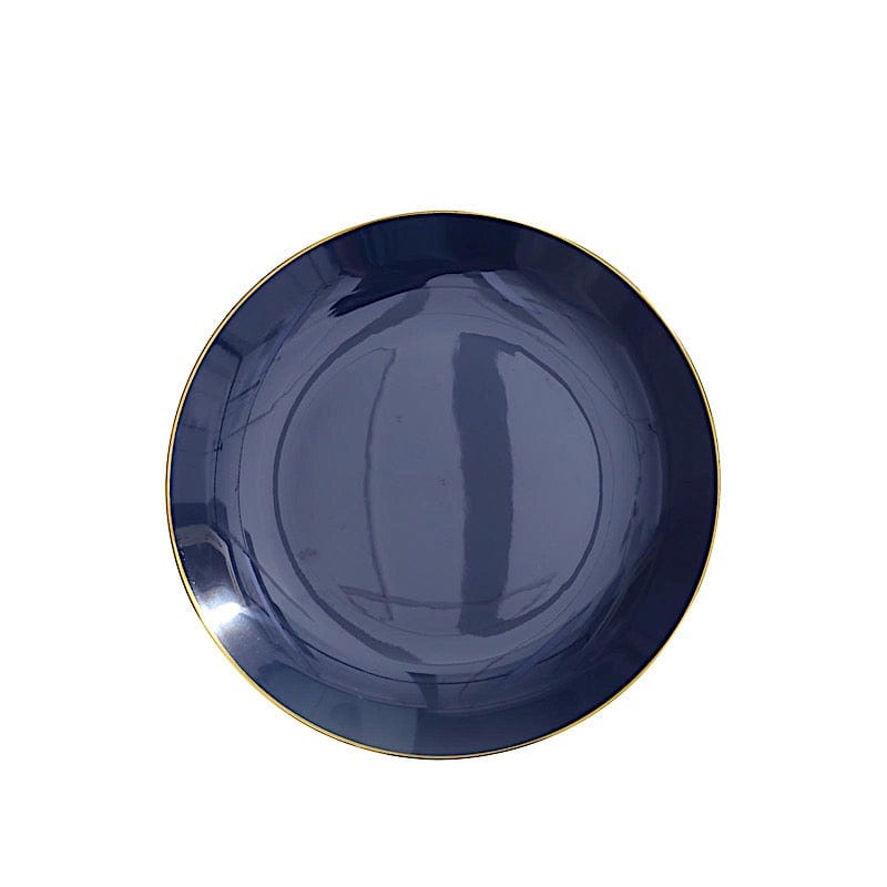 10 Round Glossy Disposable Salad and Dinner Plastic Plates with Gold Trim