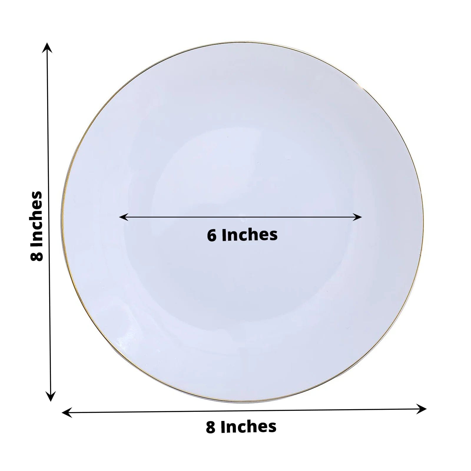 10 Round Glossy Disposable Salad and Dinner Plastic Plates with Gold Trim