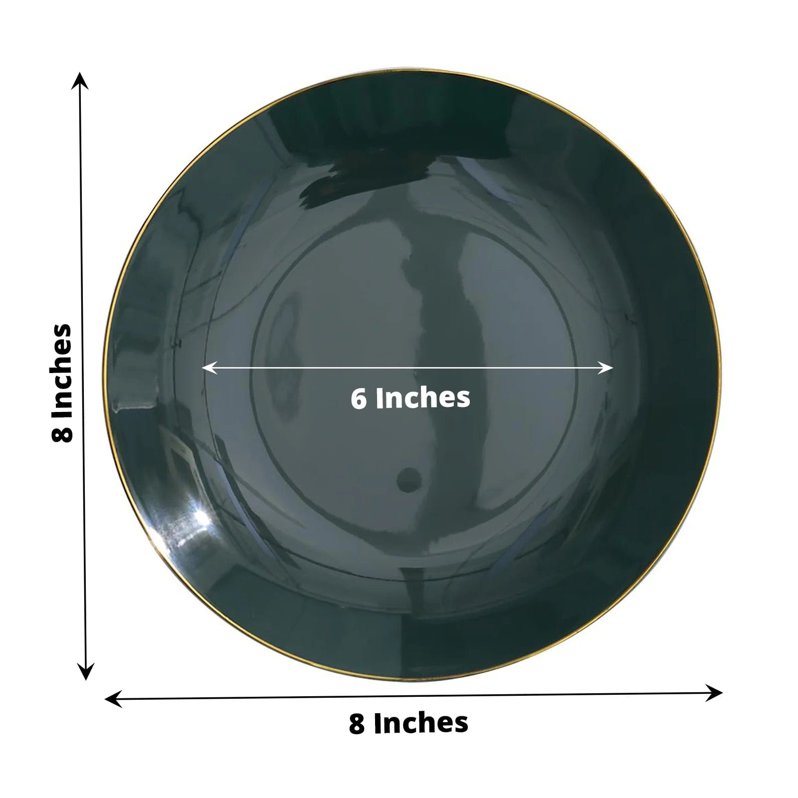 10 Round Glossy Disposable Salad and Dinner Plastic Plates with Gold Trim