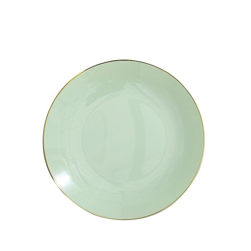 10 Round Glossy Disposable Salad and Dinner Plastic Plates with Gold Trim