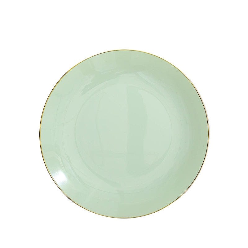 10 Round Glossy Disposable Salad and Dinner Plastic Plates with Gold Trim