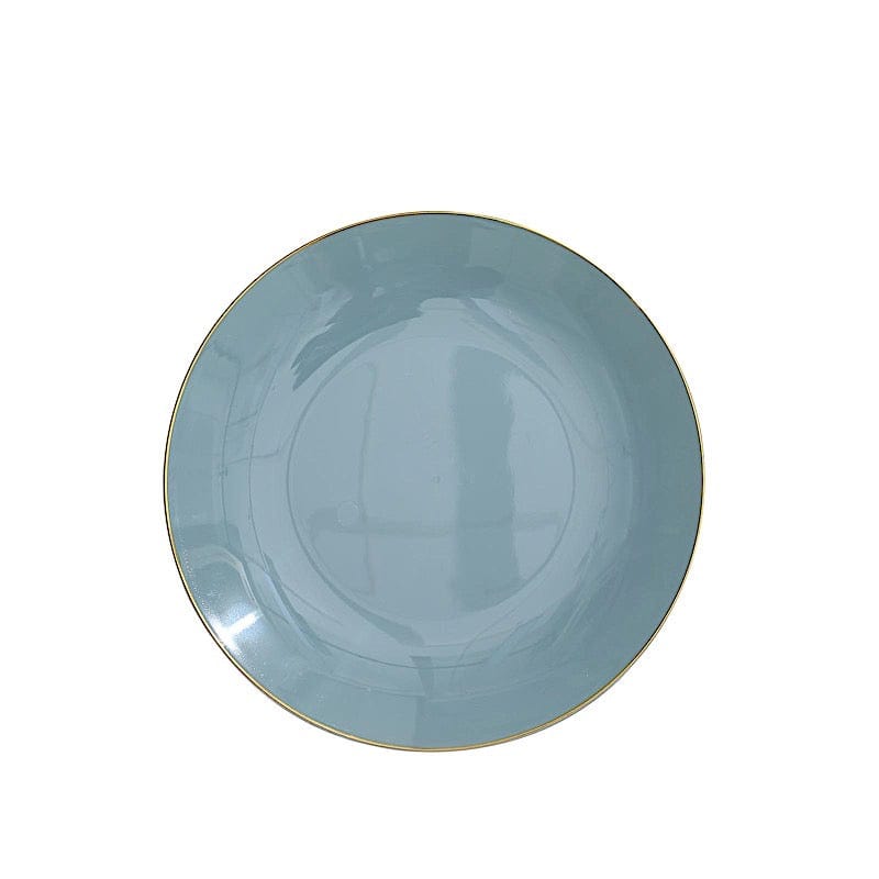 10 Round Glossy Disposable Salad and Dinner Plastic Plates with Gold Trim