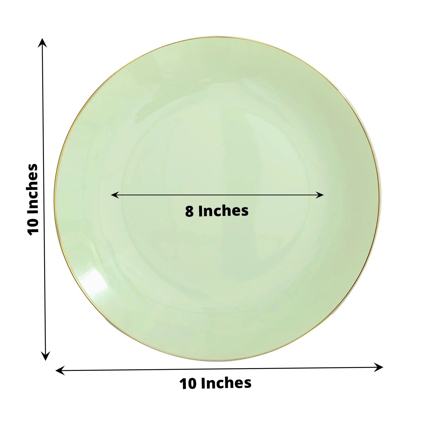 10 Round Glossy Disposable Salad and Dinner Plastic Plates with Gold Trim