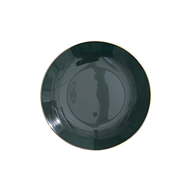 10 Round Glossy Disposable Salad and Dinner Plastic Plates with Gold Trim
