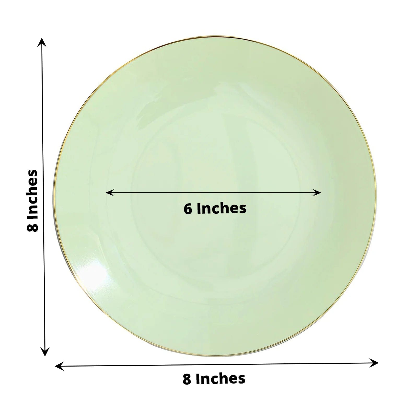 10 Round Glossy Disposable Salad and Dinner Plastic Plates with Gold Trim