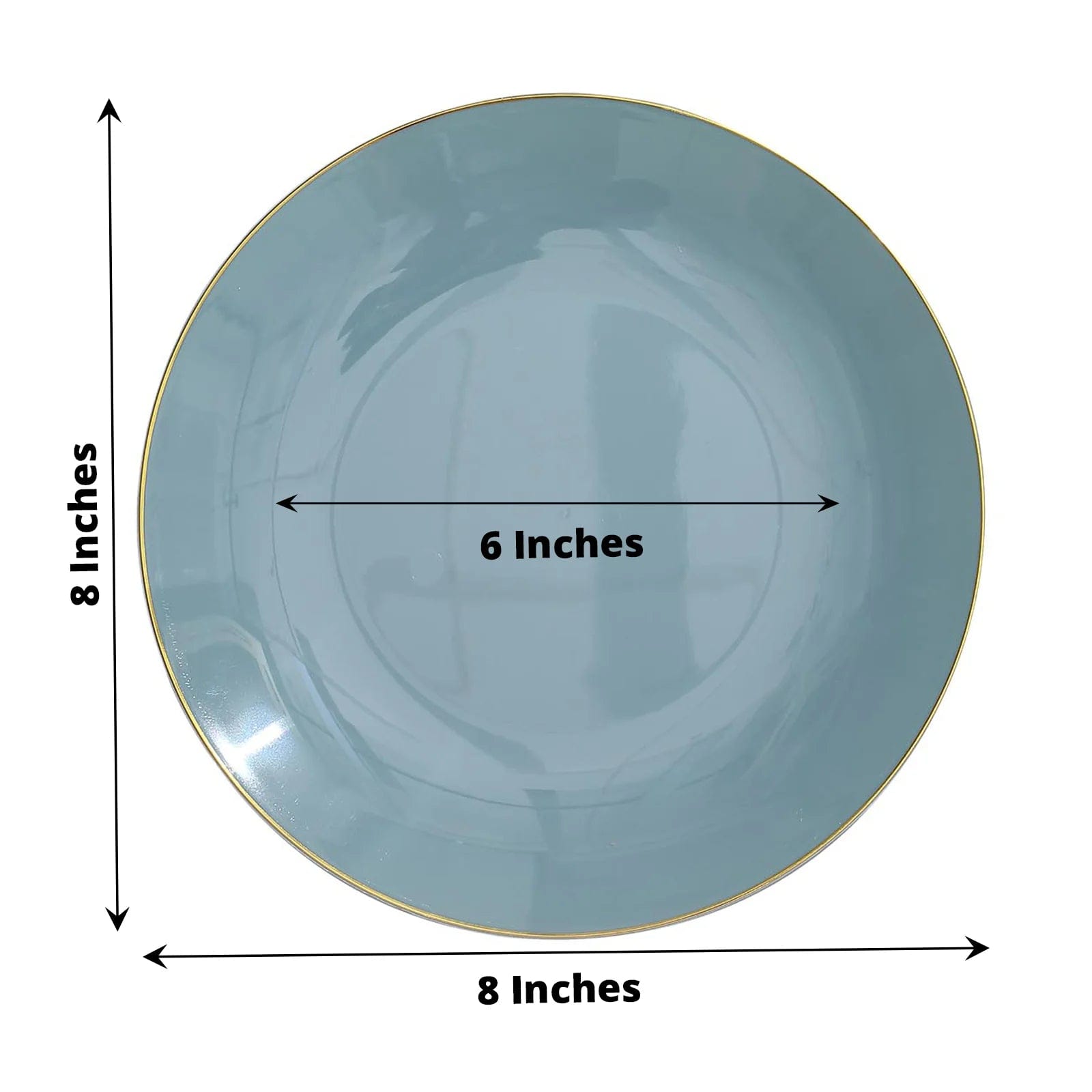 10 Round Glossy Disposable Salad and Dinner Plastic Plates with Gold Trim