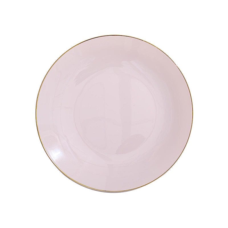 10 Round Glossy Disposable Salad and Dinner Plastic Plates with Gold Trim