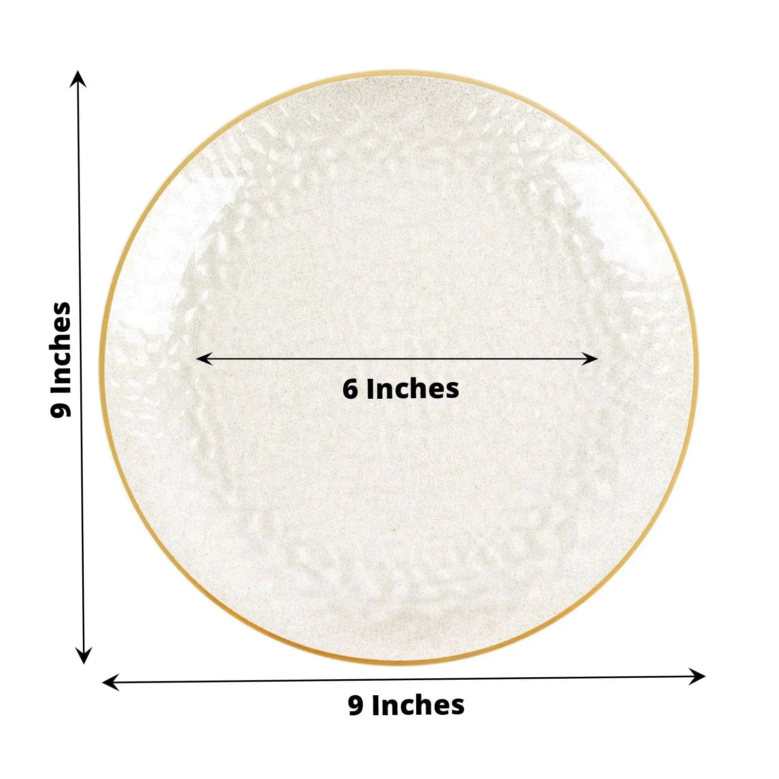 10 Round Glossy Disposable Salad and Dinner Plastic Plates with Gold Trim