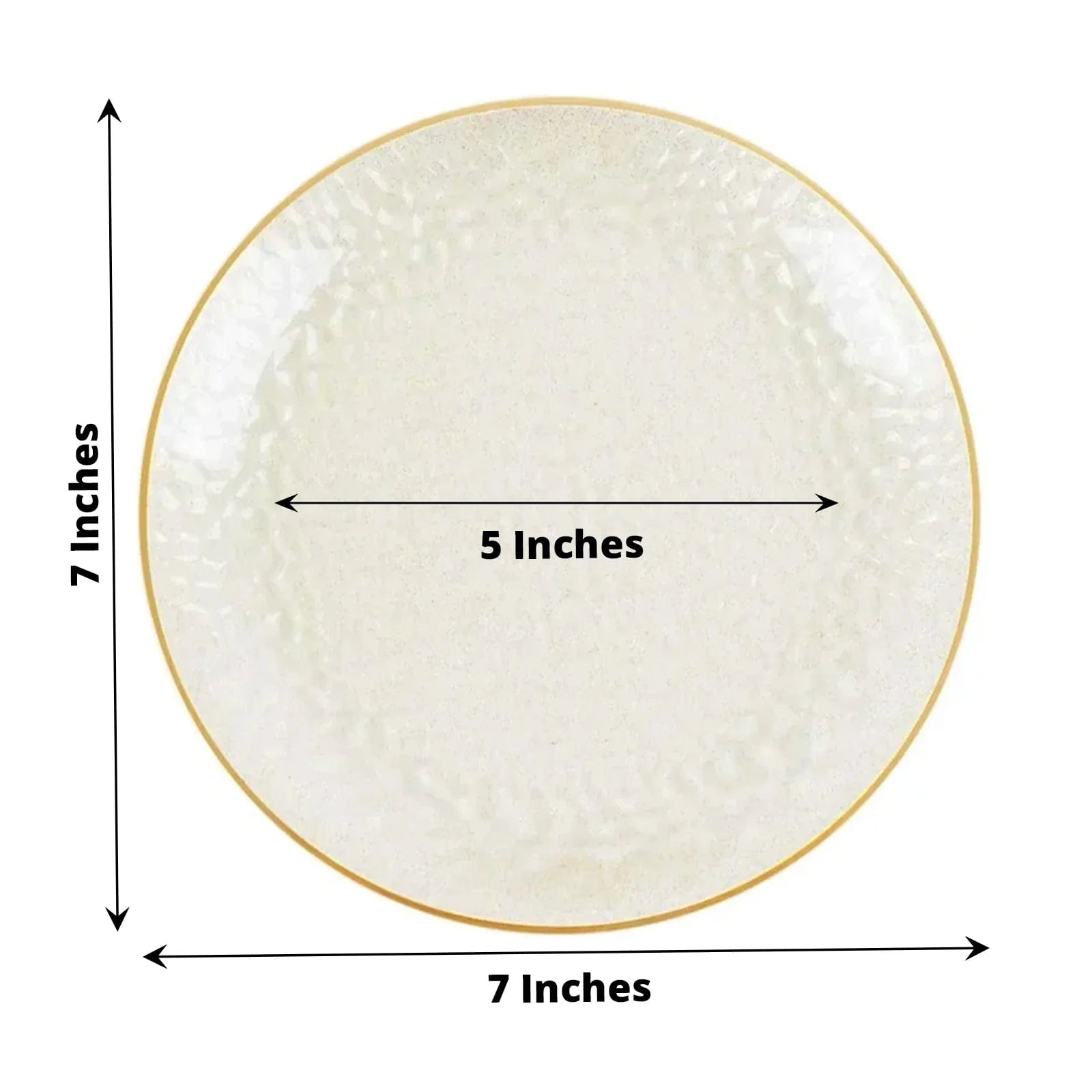 10 Round Glossy Disposable Salad and Dinner Plastic Plates with Gold Trim