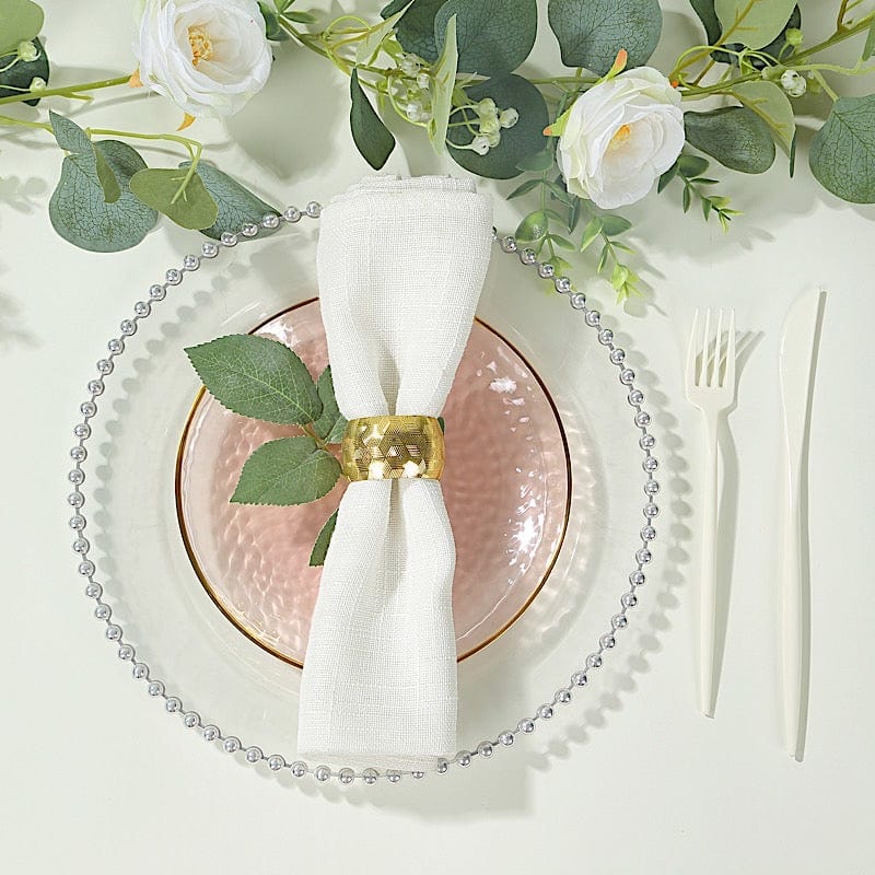 10 Round Glossy Disposable Salad and Dinner Plastic Plates with Gold Trim