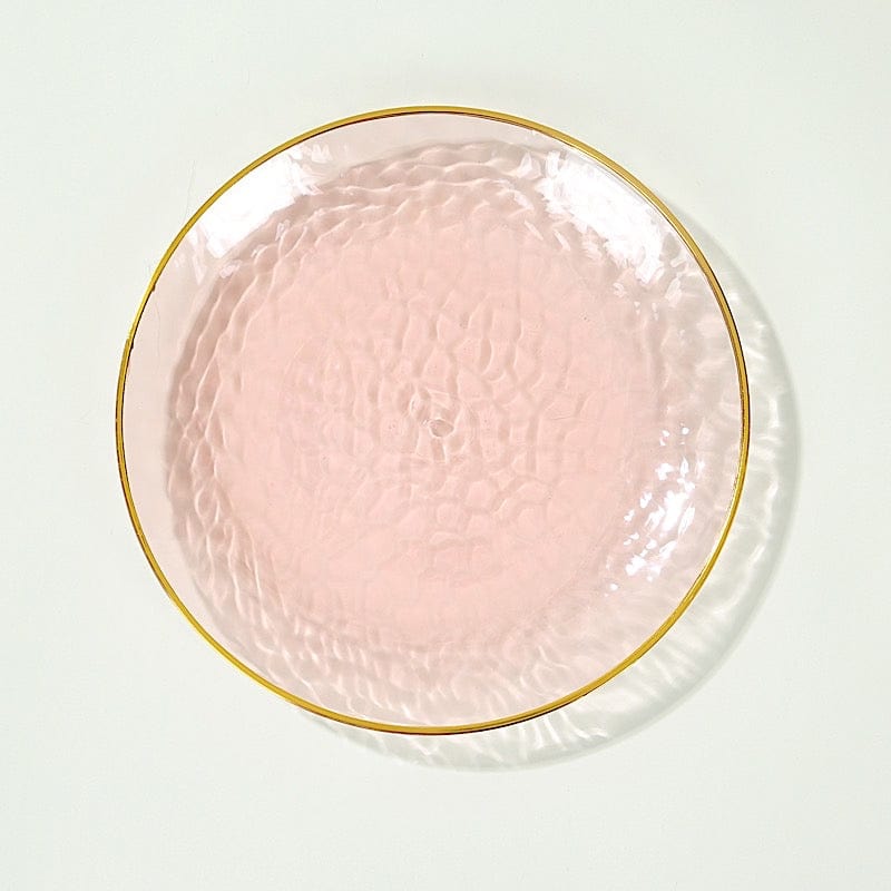 10 Round Glossy Disposable Salad and Dinner Plastic Plates with Gold Trim