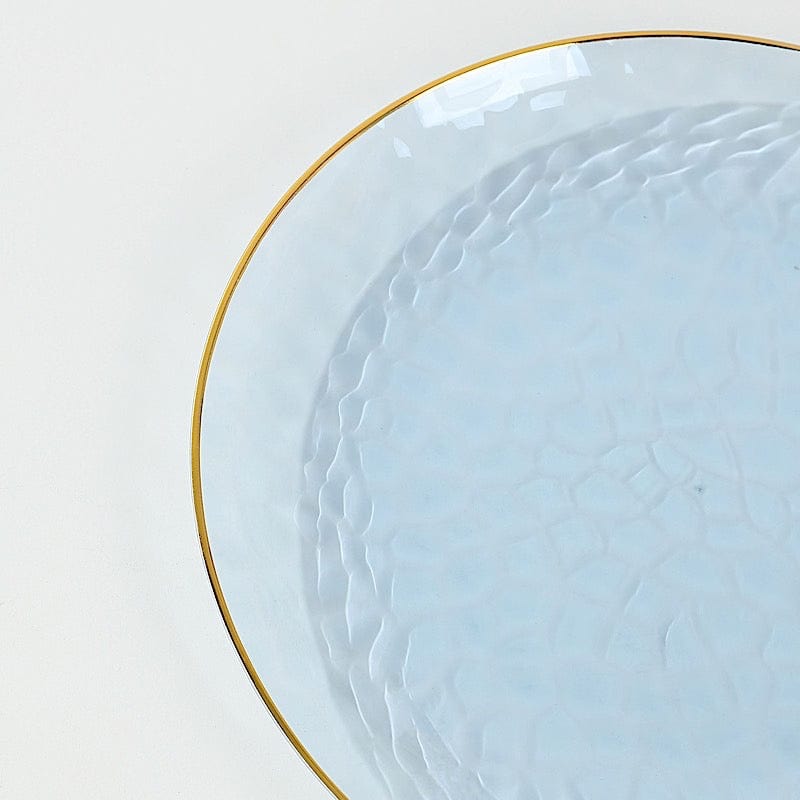 10 Round Glossy Disposable Salad and Dinner Plastic Plates with Gold Trim