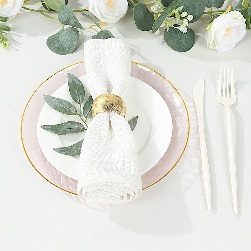 10 Round Glossy Disposable Salad and Dinner Plastic Plates with Gold Trim