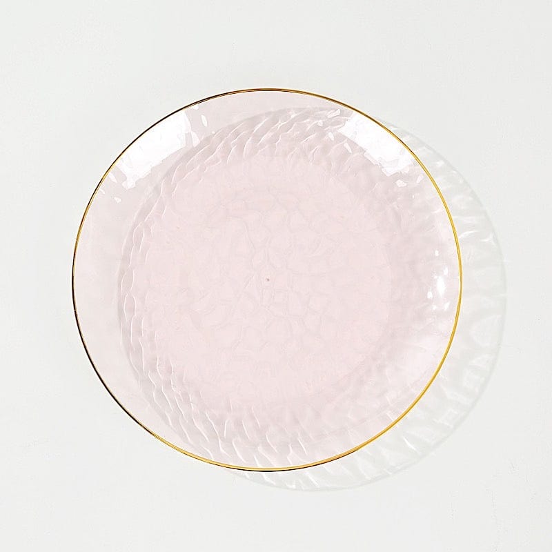 10 Round Glossy Disposable Salad and Dinner Plastic Plates with Gold Trim