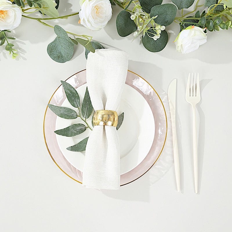 10 Round Glossy Disposable Salad and Dinner Plastic Plates with Gold Trim