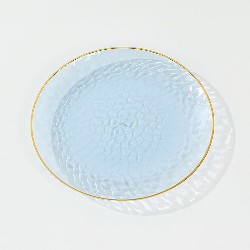 10 Round Glossy Disposable Salad and Dinner Plastic Plates with Gold Trim
