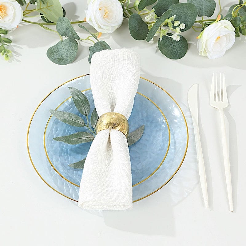 10 Round Glossy Disposable Salad and Dinner Plastic Plates with Gold Trim
