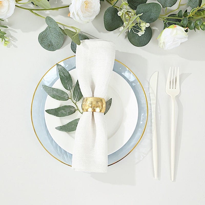 10 Round Glossy Disposable Salad and Dinner Plastic Plates with Gold Trim
