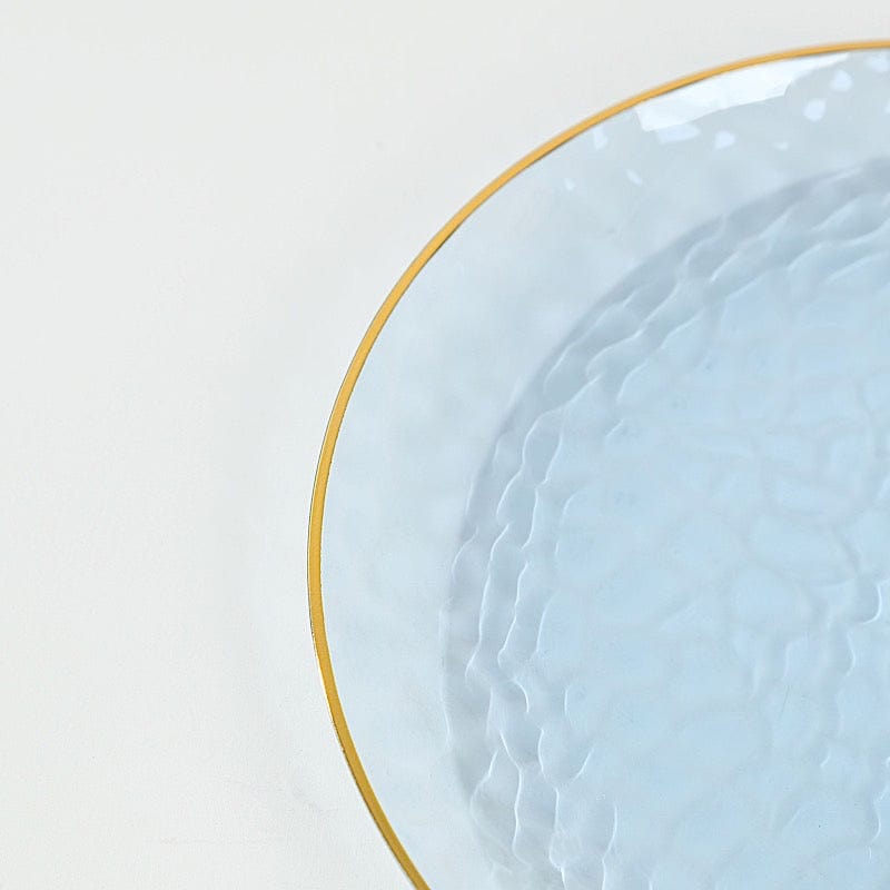10 Round Glossy Disposable Salad and Dinner Plastic Plates with Gold Trim