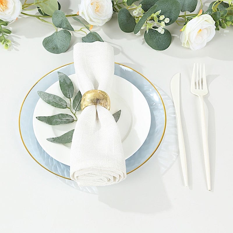 10 Round Glossy Disposable Salad and Dinner Plastic Plates with Gold Trim