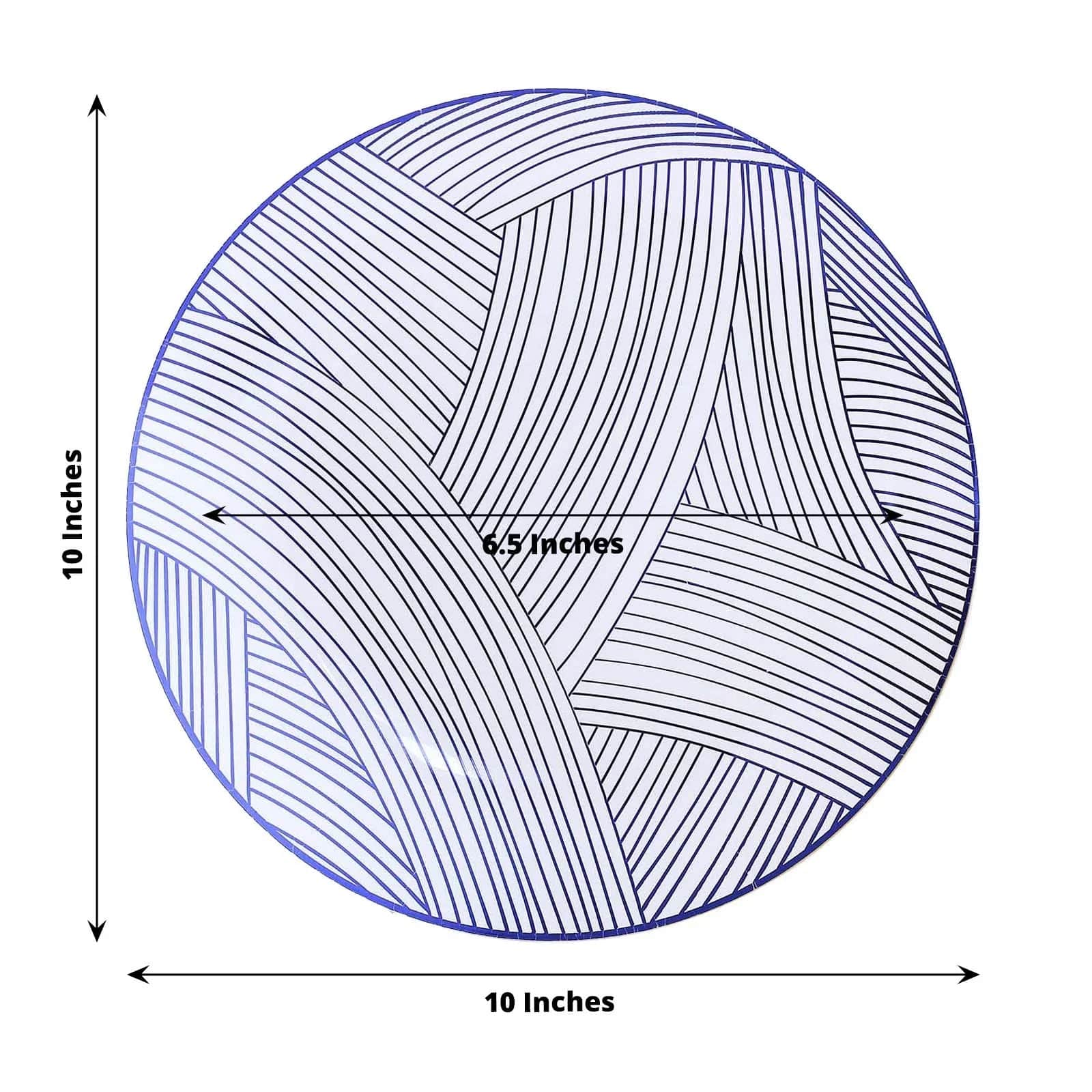 10 Round Disposable Salad and Dinner Plastic Plates with Wave Brush Strokes
