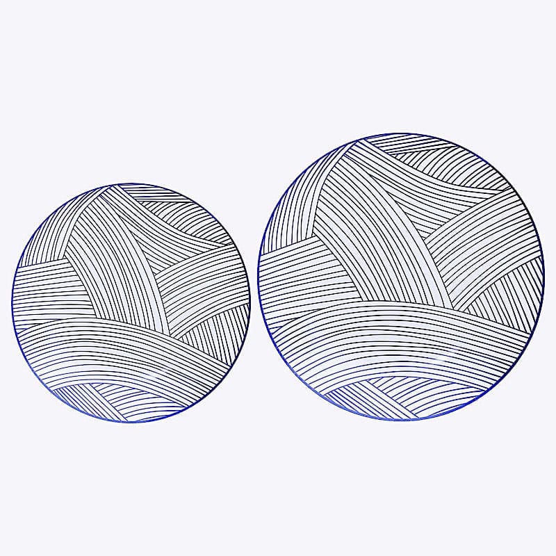 10 Round Disposable Salad and Dinner Plastic Plates with Wave Brush Strokes