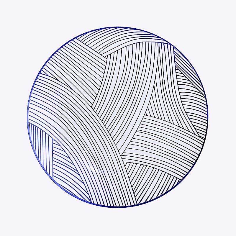 10 Round Disposable Salad and Dinner Plastic Plates with Wave Brush Strokes