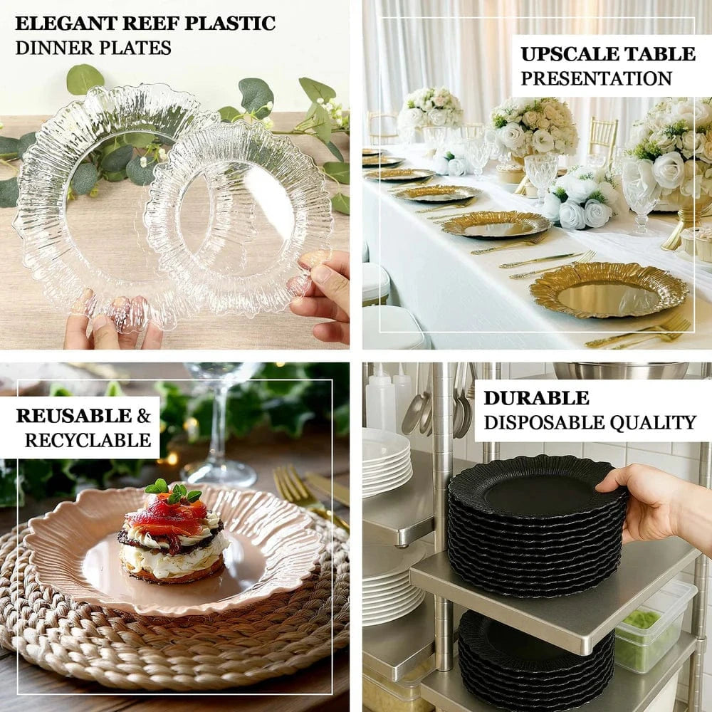 20 pcs 10 in wide Disposable Plastic Plates with Reef Design