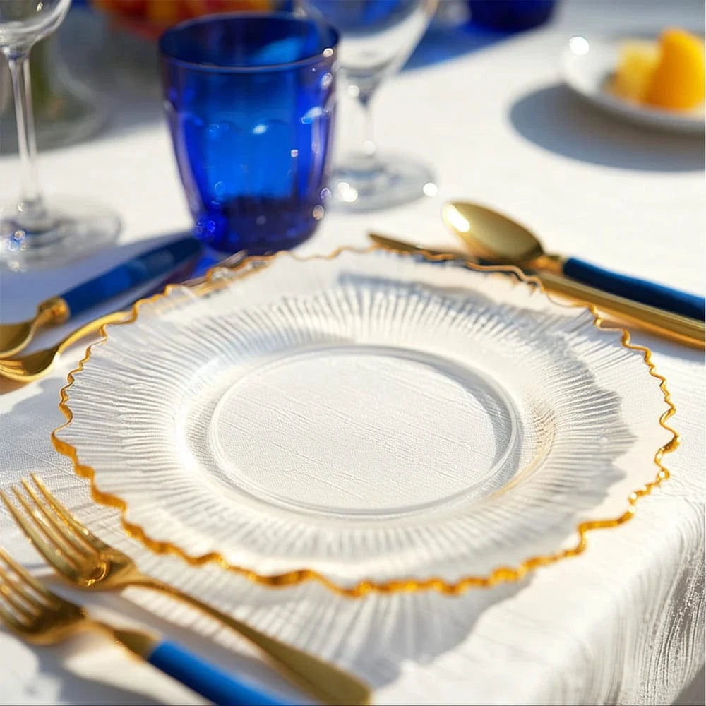 20 pcs 10 in wide Disposable Plastic Plates with Reef Design