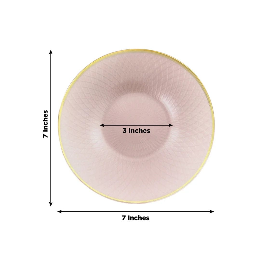 20 Plastic Round Salad Dinner Plates with Diamond Cut Pattern and Gold Rim