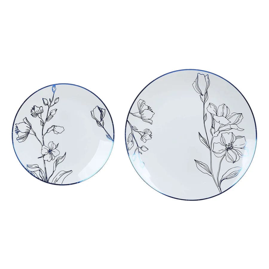 20 Round Disposable Salad and Dinner Plastic Plates with Gold Floral Design