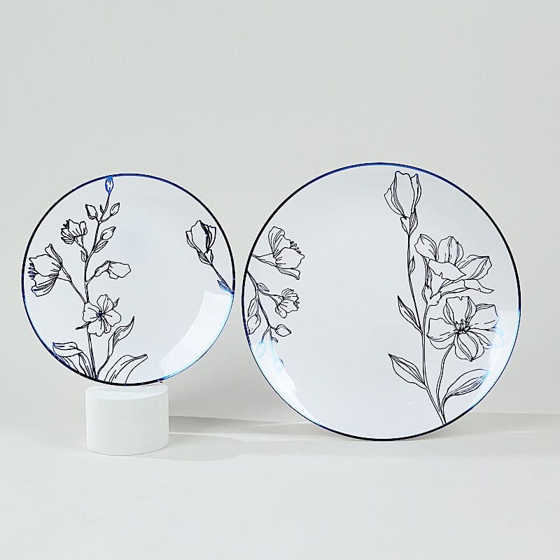 20 Round Disposable Salad and Dinner Plastic Plates with Gold Floral Design