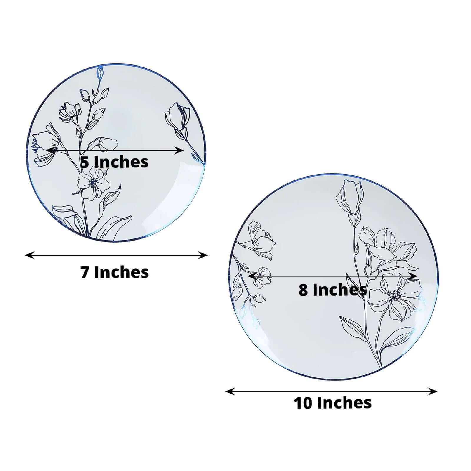 20 Round Disposable Salad and Dinner Plastic Plates with Gold Floral Design