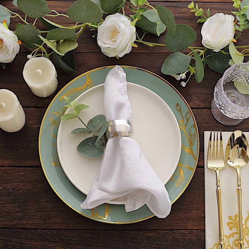 20 Round Disposable Salad and Dinner Plastic Plates with Gold Floral Design