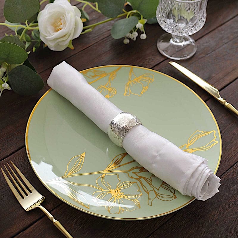 20 Round Disposable Salad and Dinner Plastic Plates with Gold Floral Design
