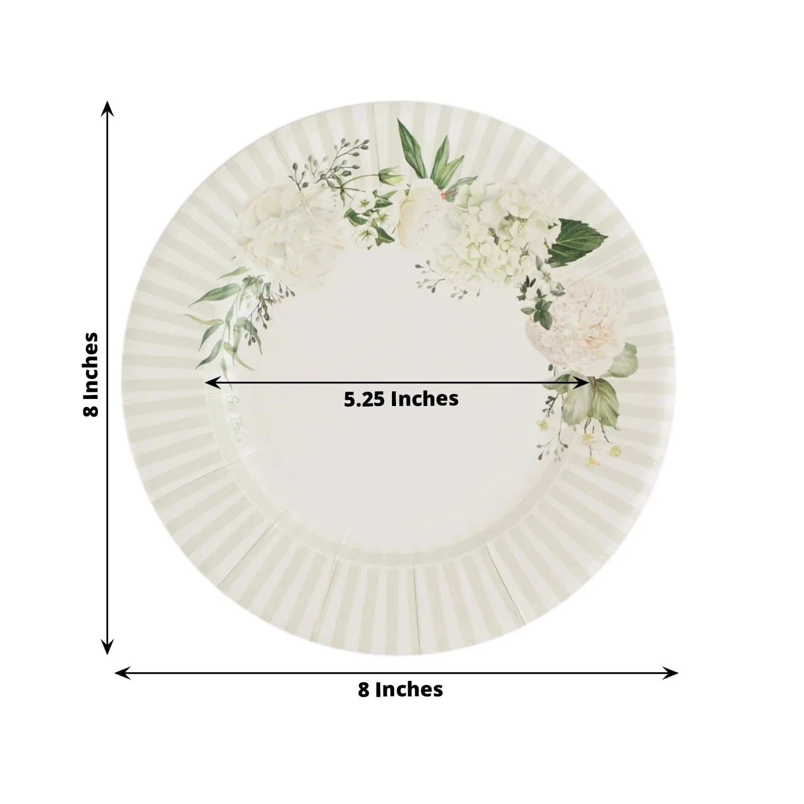 25 Round 8 in Paper Dessert Plates Floral Print - White and Sage Green