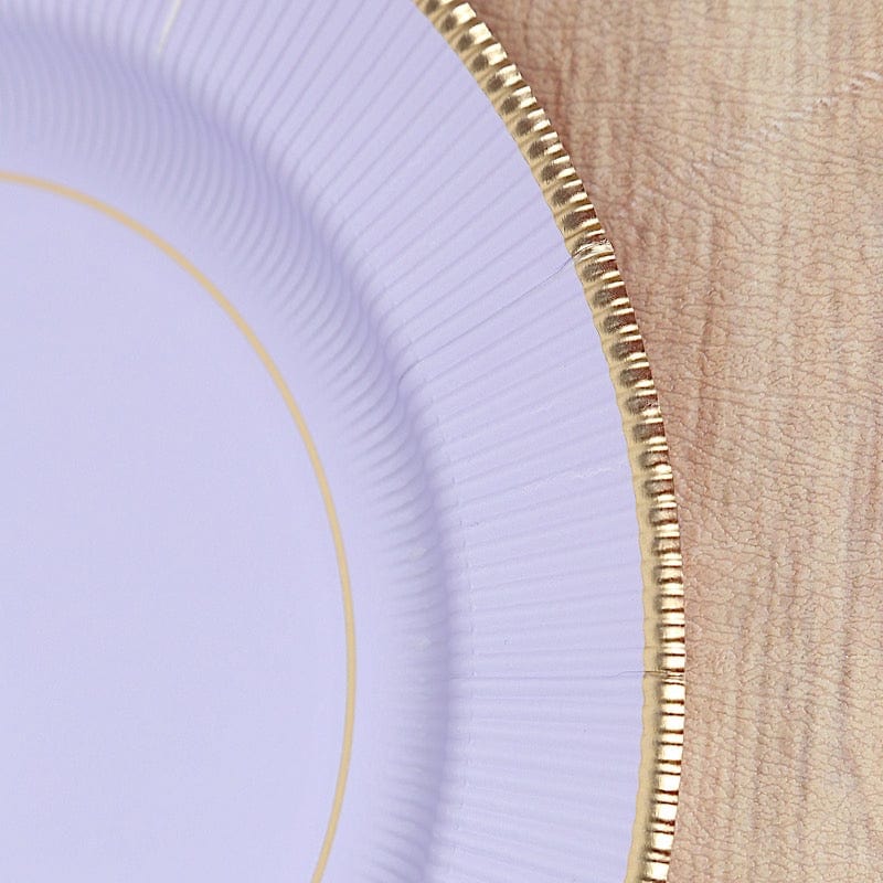 25 Round Metallic Disposable Dinner Salad Paper Plates with Textured Trim