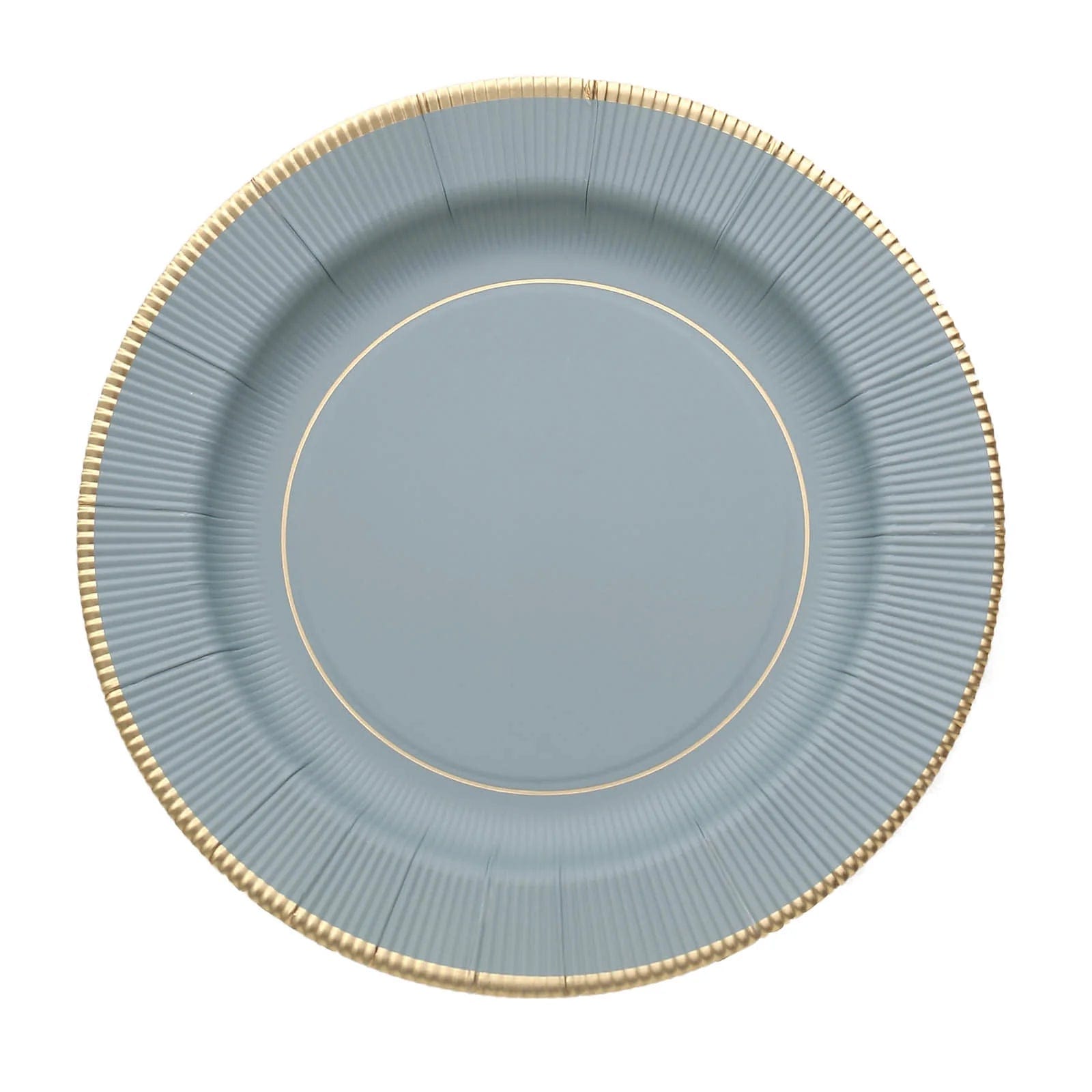 25 Round Metallic Disposable Dinner Salad Paper Plates with Textured Trim