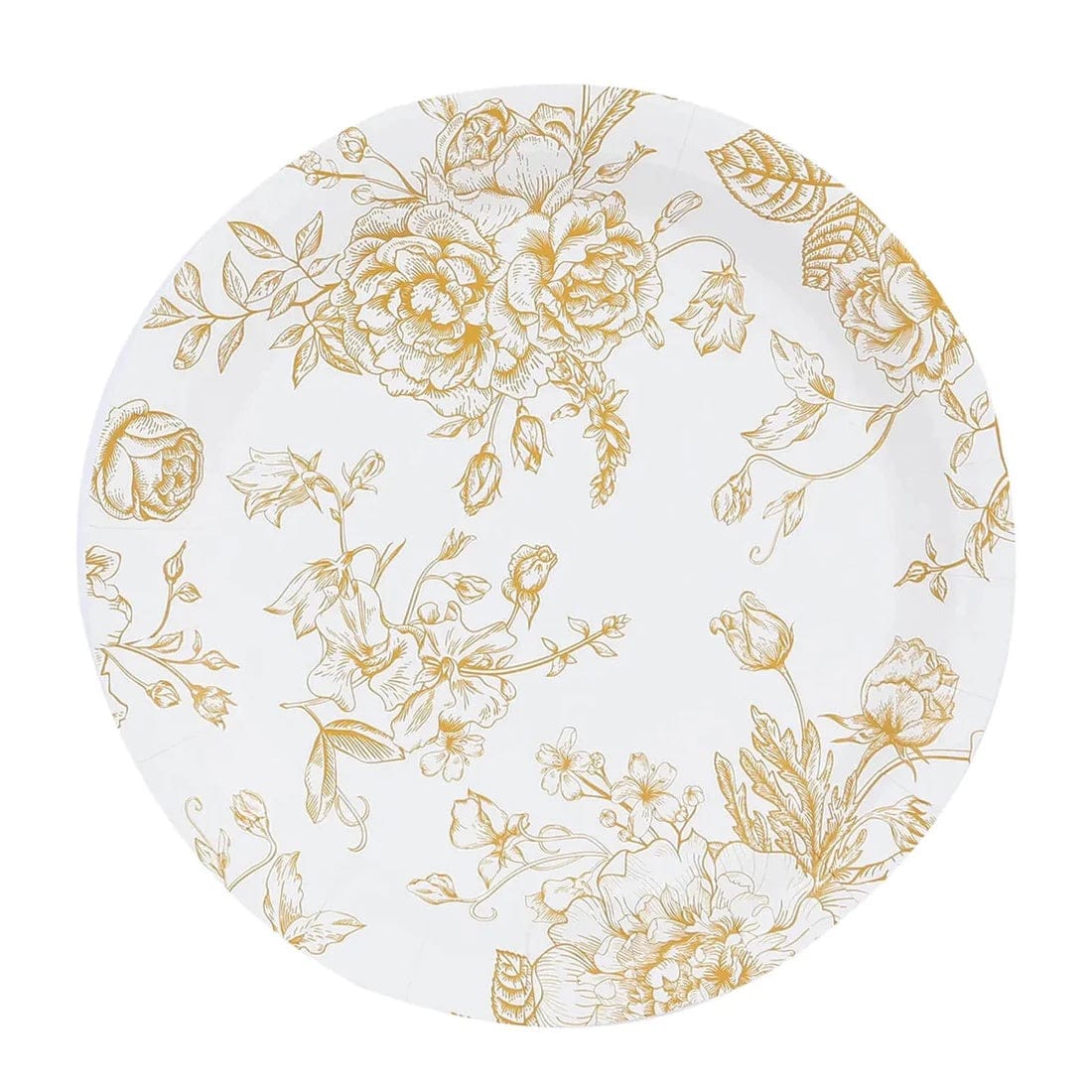 25 White Disposable Salad Dinner Paper Plates with French Toile Design