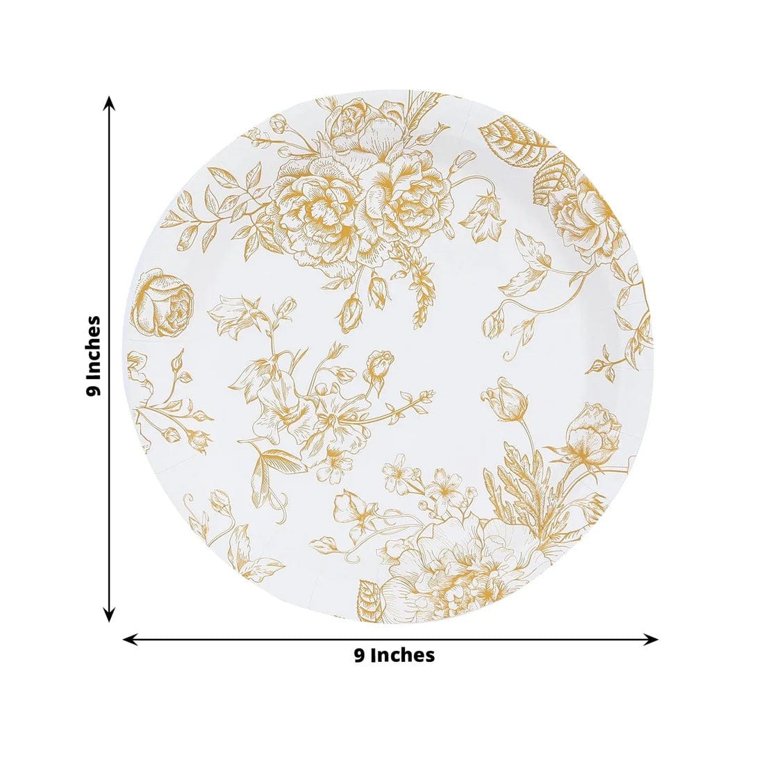 25 White Disposable Salad Dinner Paper Plates with French Toile Design