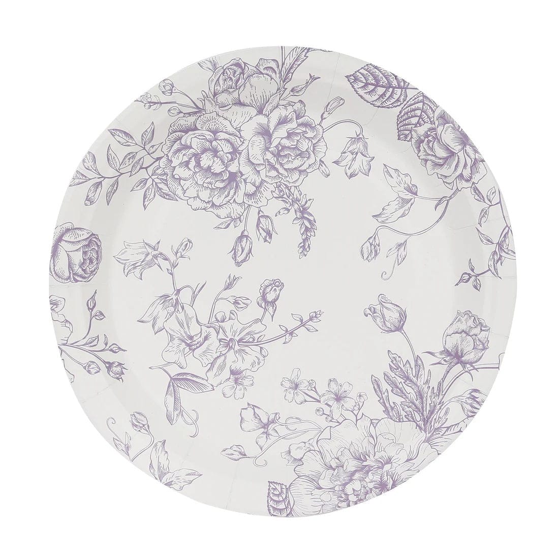 25 White Disposable Salad Dinner Paper Plates with French Toile Design