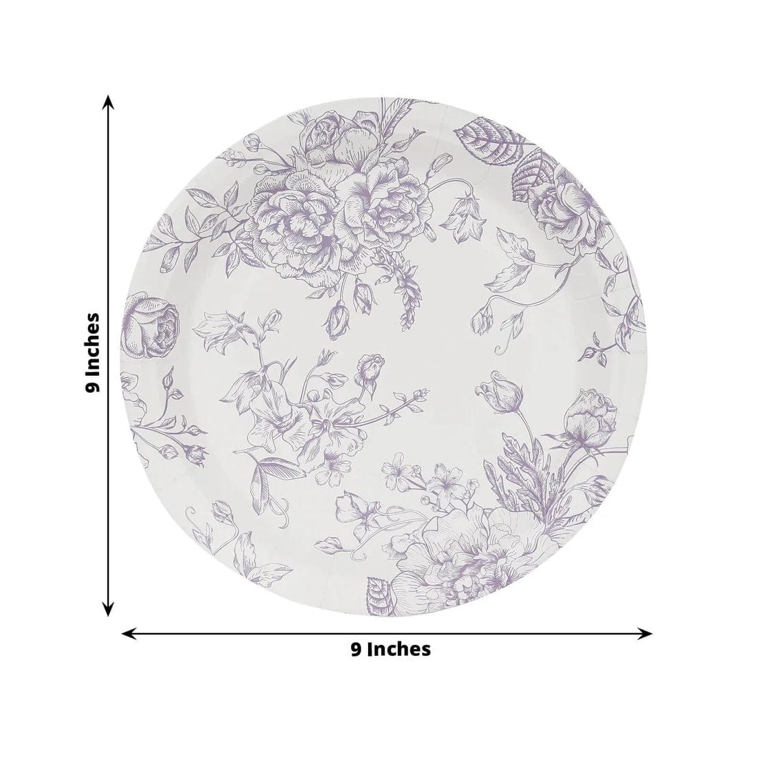 25 White Disposable Salad Dinner Paper Plates with French Toile Design