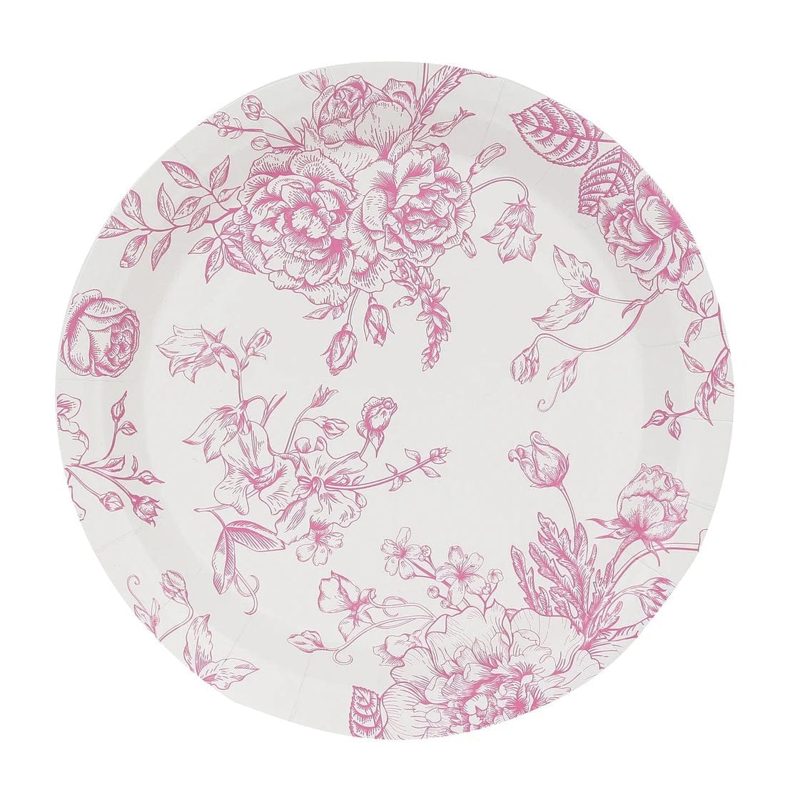 25 White Disposable Salad Dinner Paper Plates with French Toile Design